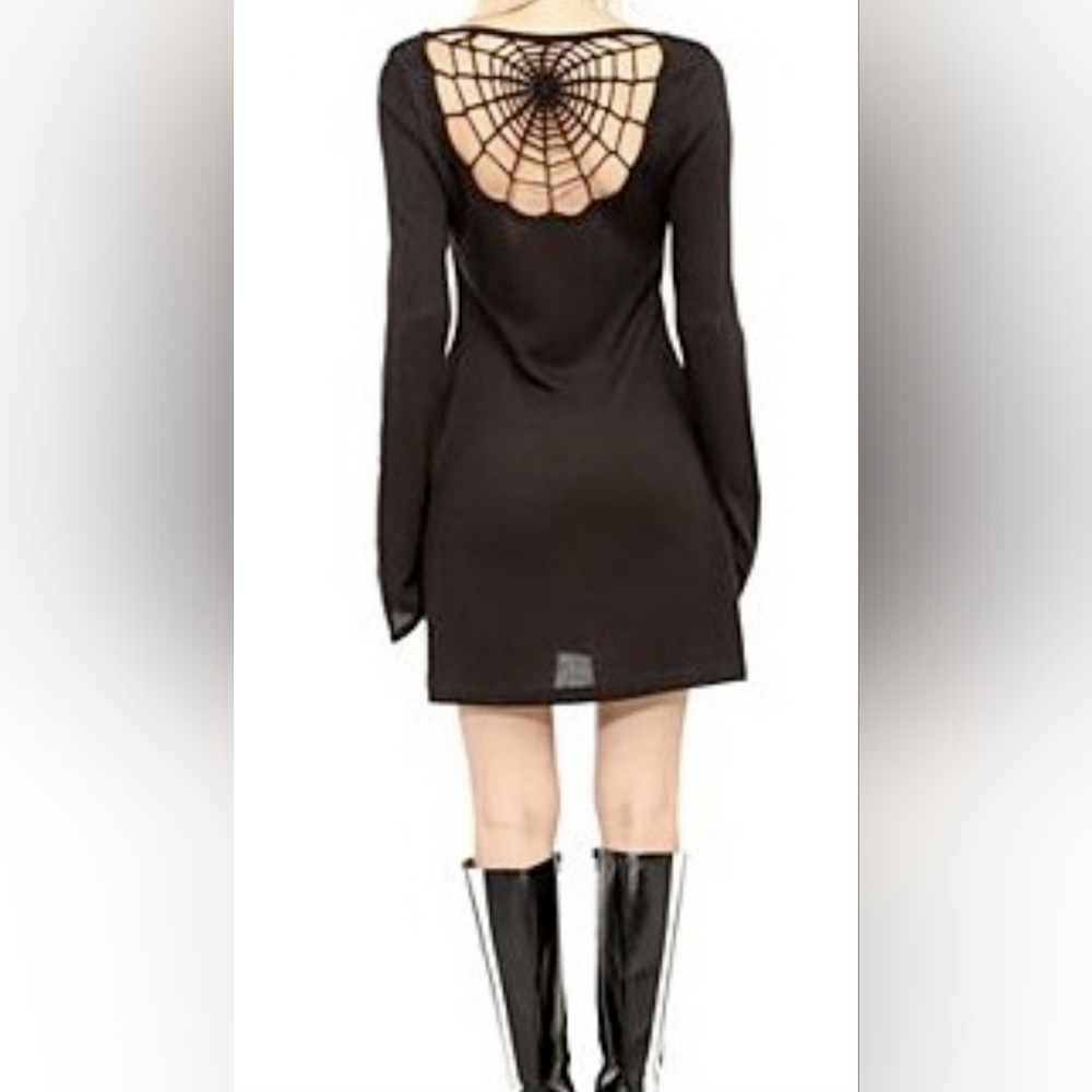 Teenage Runaway Black Long sleeve Spiderweb Bodycon Dress.